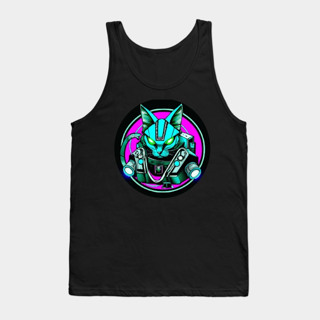 Evil Neon Cat Robot Tank Top by ArtisticCorner